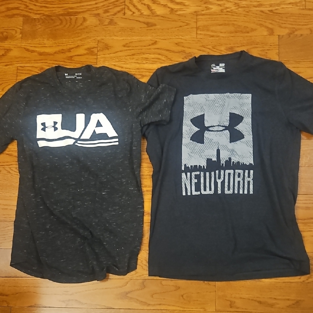 Under Armour Black and Dark Gray Graphic Tees